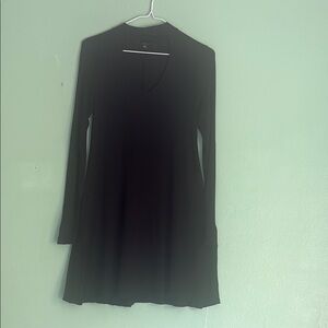Express Black Sheath V-Neck Long Sleeve Dress